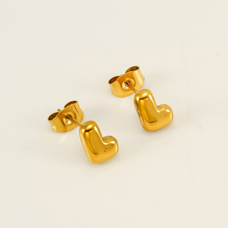 Gold color / 1 Pair Simple Series Elegant Letter L Titanium Steel  Gold Color Women's Stud Earrings Picture12